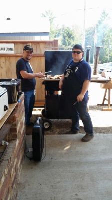 Mike and Jason Smokin' up chicken and brats